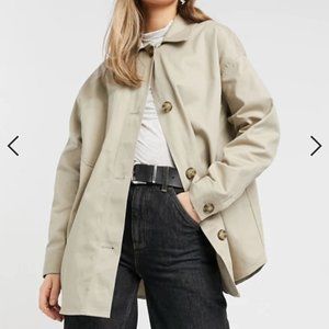 ASOS DESIGN cotton shacket in stone